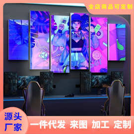 赛博朋克电竞房间布置装饰科技馆动漫网吧咖包间摆件主题背景墙贴