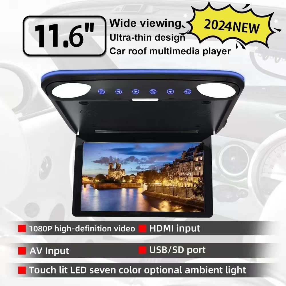 11.6inch Ambient Light Ceiling-Mounted Monitor Car Network Tv Android 4K Bluetooth Screen Projection HDMI Rear Seat