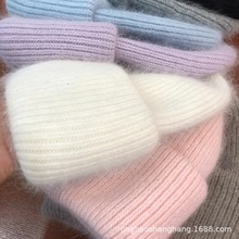 帽子女韩版兔毛针织帽帽子女安哥拉冷帽百搭保暖毛线帽软针织百搭