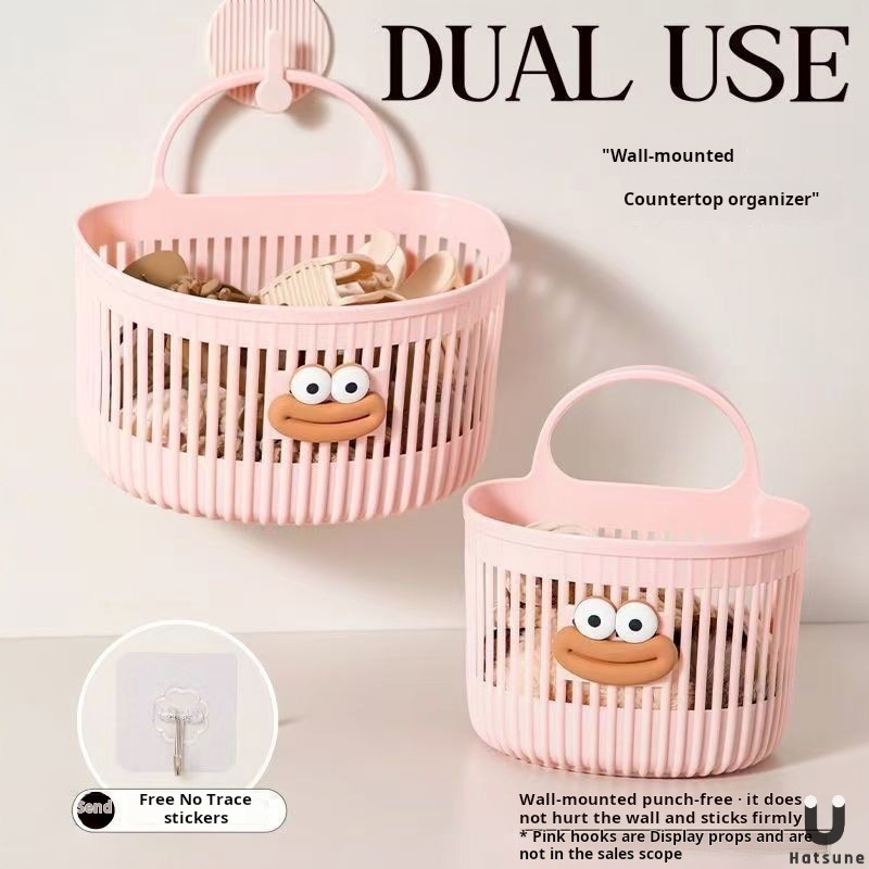 TEMU etiquetable pared multifuncional cesta de almacenamiento sala de ducha cocina baño baño cesto colgante sin agujeros