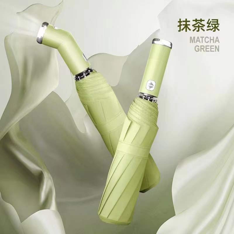 LED paraguas de iluminación giratorio pegamento negro protección solar lluvia de doble uso plegable masculino y femenino estudiante paraguas de negocios logotipo imprimible