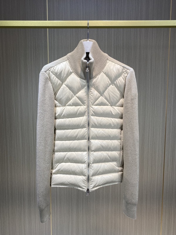 正确版本现货高品质蒙家新款立领羊毛针织拼接羽绒服百搭款情侣款|undefined