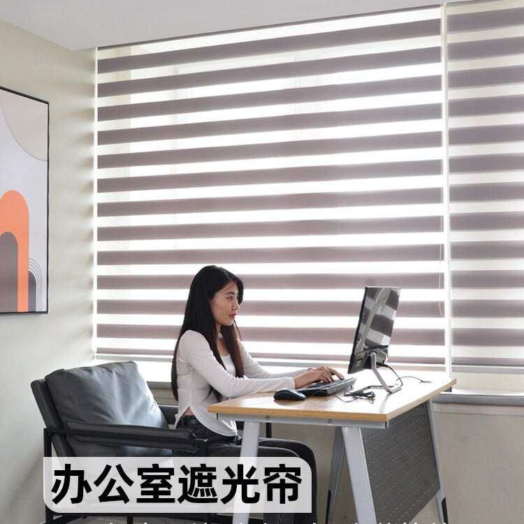 Soft Gauze Curtains, Blackout Roller Blinds, Sunshade Zebra Blinds, Office Study Electric Double-Layer Shangri-La Blinds, Blinds