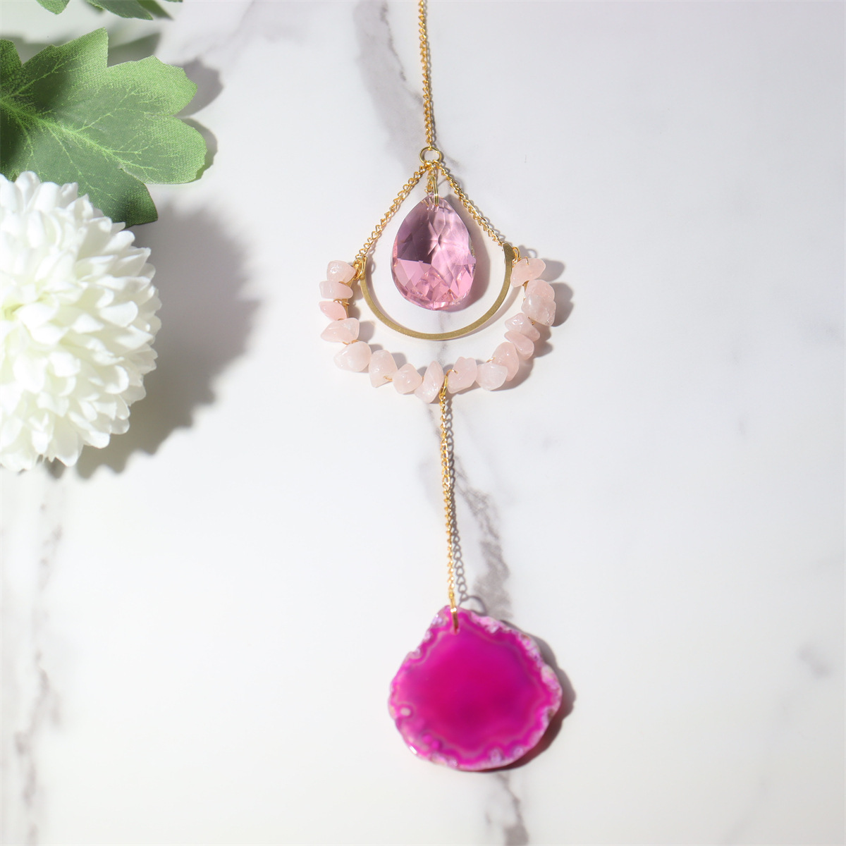 Pastoral Style Pastoral Oval Crystal Pendant Artificial Decorations