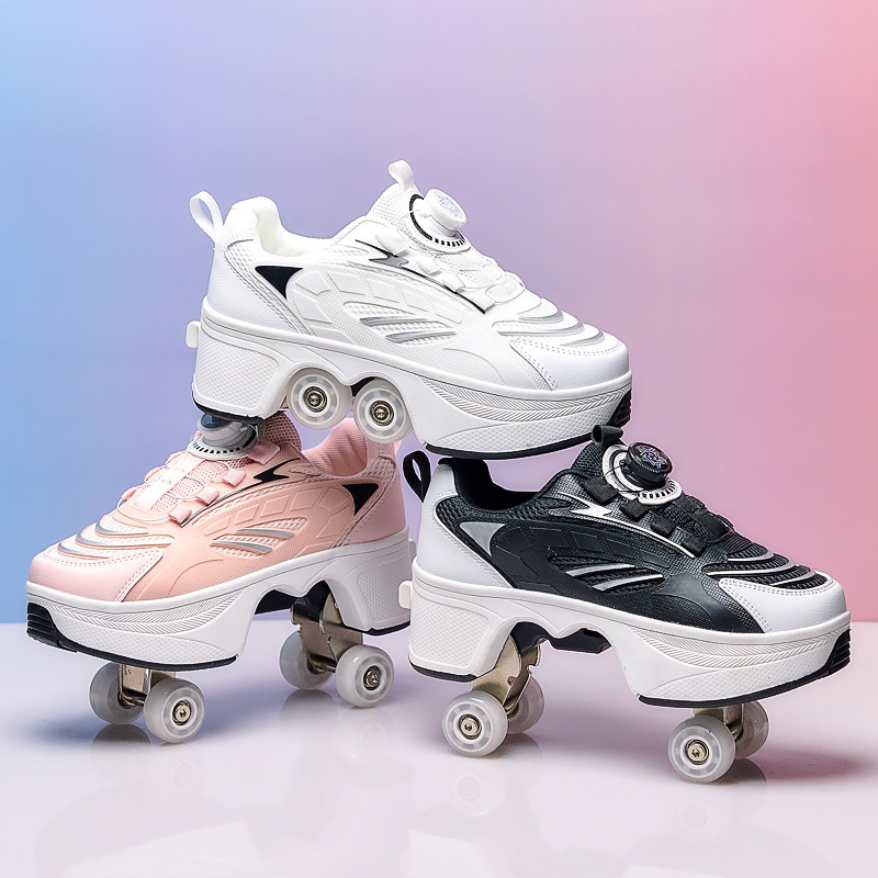 New Model of Heelys Shoes, Four-Wheel Transformable Student Sports Shoes, Oversized Four-Wheel Skates, Children's Unisex Roller Skates, Flying Shoes