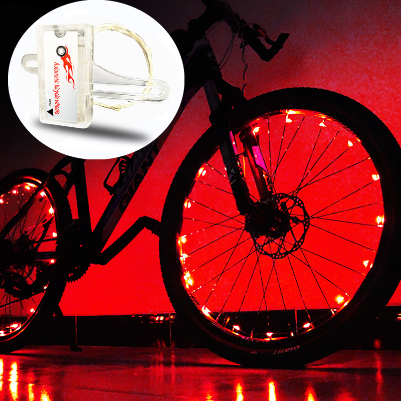 Interruptor automático inteligente bicicleta de montaña rueda caliente luz de colores habló luz colorido alambre de acero doble sentido equipo de luz