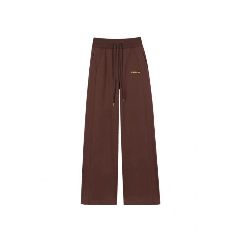 Lulu Original Label Women's Scuba Sweatpants Fleece-Lined Straight-Leg Pants Loose High-Waisted Wide-Leg Pants Drawstring Long Pants Limited Edition