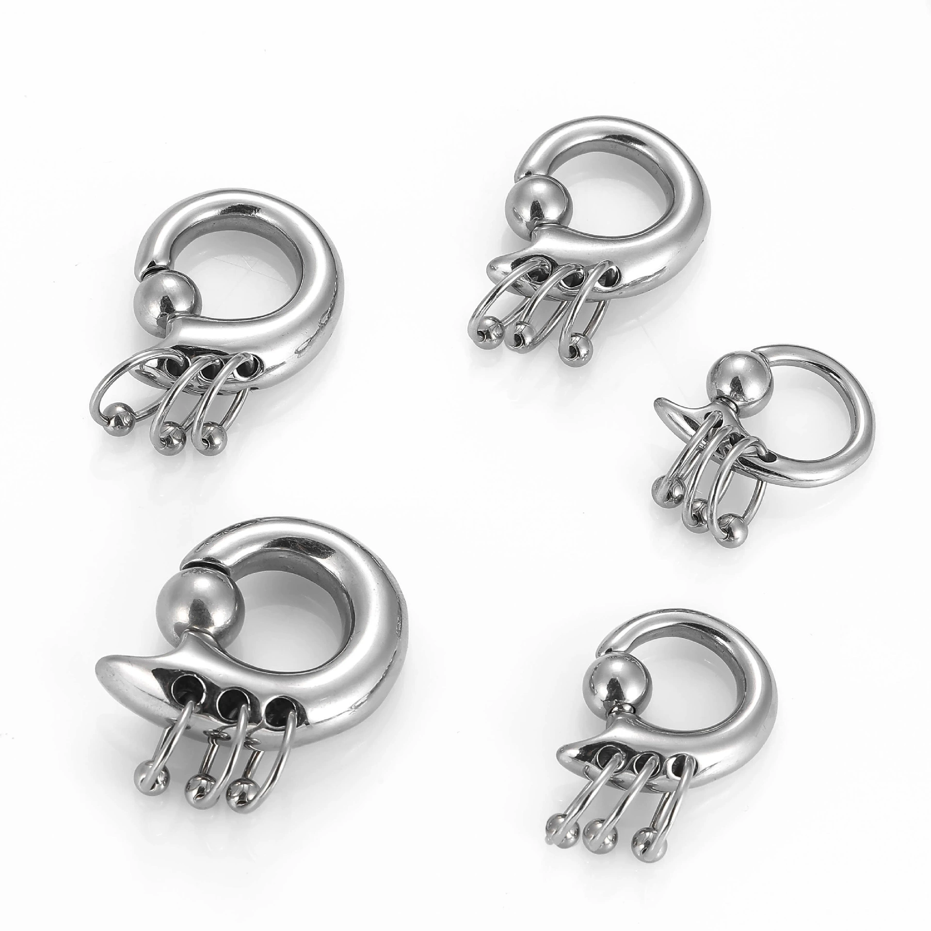 Серьги-растяжки из нержавеющей стали 316L, гипоаллергенно, 3–8 мм, серебристые