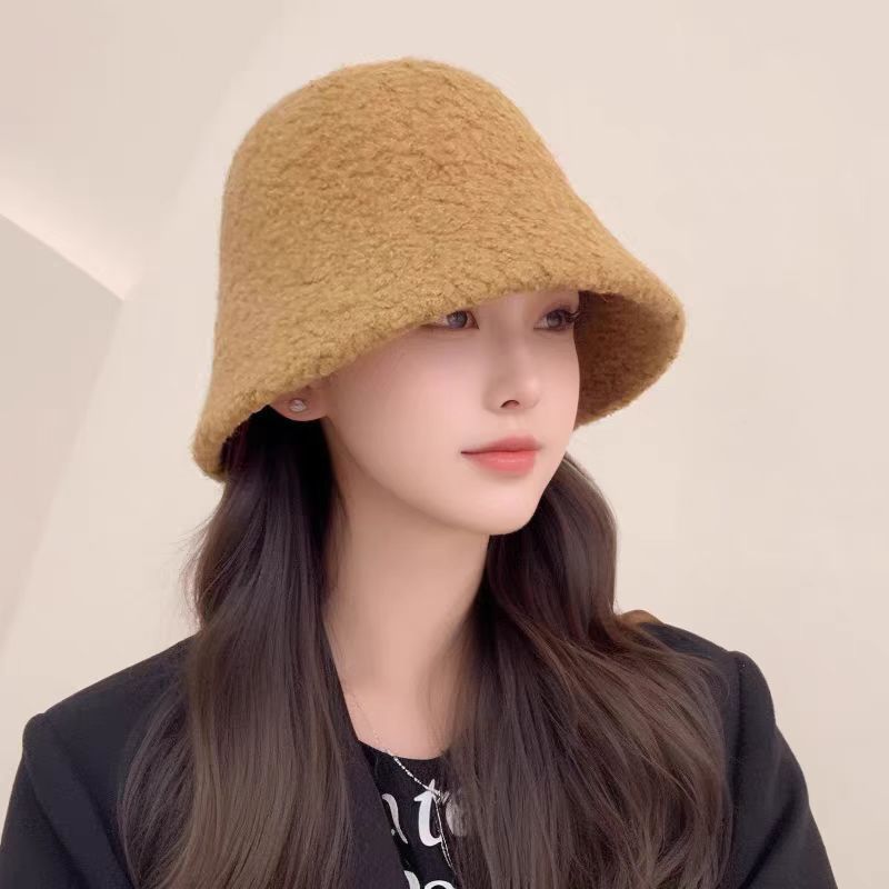 泰迪绒渔夫帽新款时尚韩版水桶帽保暖大头围帽子女秋冬显脸小盆帽|undefined