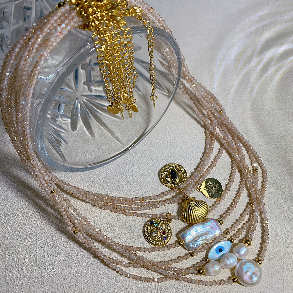 Baroque Pearl Necklace With Natural Stone Eye Shell Pendant_voghion.com