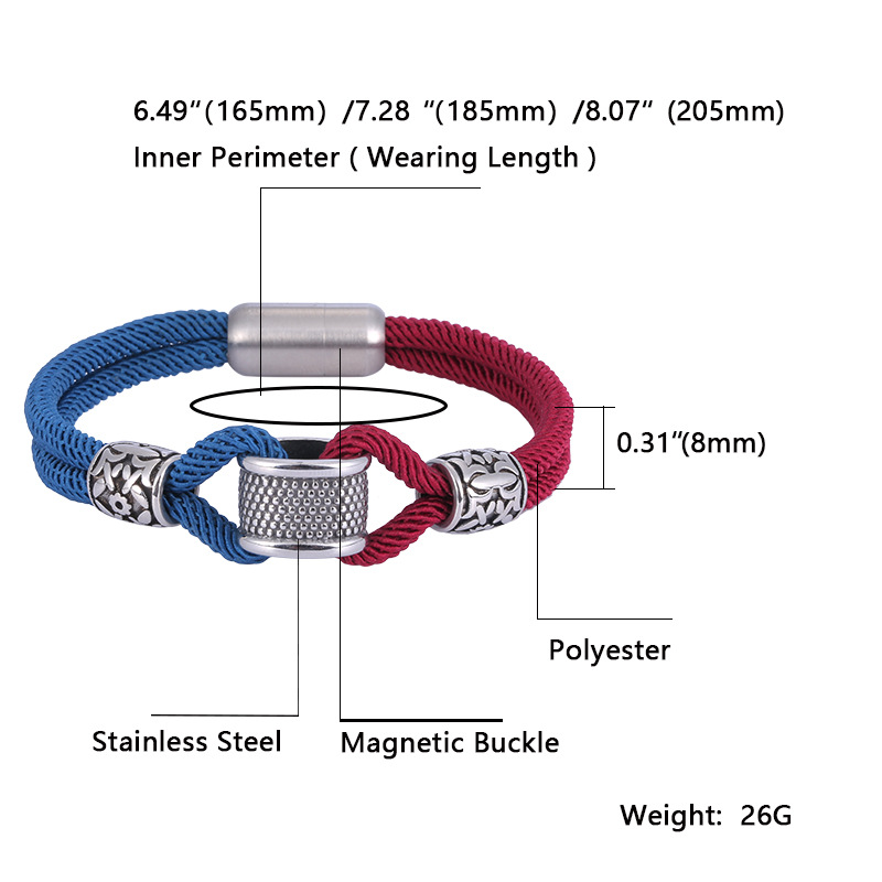 45g Weight 304 Stainless Steel Pendant Material Bracelets Classification Milan Rope Chain Material Cord String Chain Type Street Occasion 304 Stainless Steel, rope Material Color Block Pattern All Seasons Season Men's Gender Plating Design Streetwear Style Streetwear Color Block 304 Stainless Steel Rope Plating Men's Bracelets Men Cord & Leather Bracelets 20