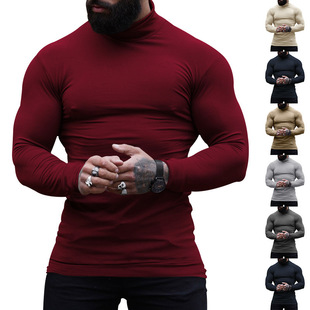 New Solid Color High-Neck Cashmere Sweater Slim Fit Pullover Base Knit Sweater for Men, Warm Inner Wear Available for Export