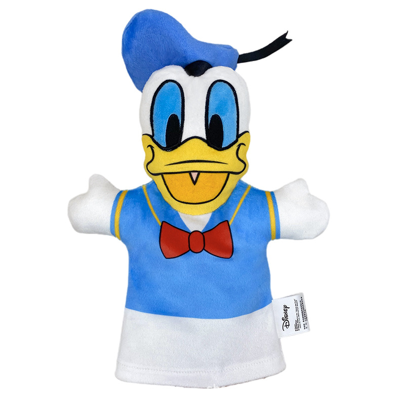 En stock muñeca de dibujos animados genuino Disney marca marioneta de mano interacción padre-hijo Mickey Mouse niños educación temprana juguete de peluche