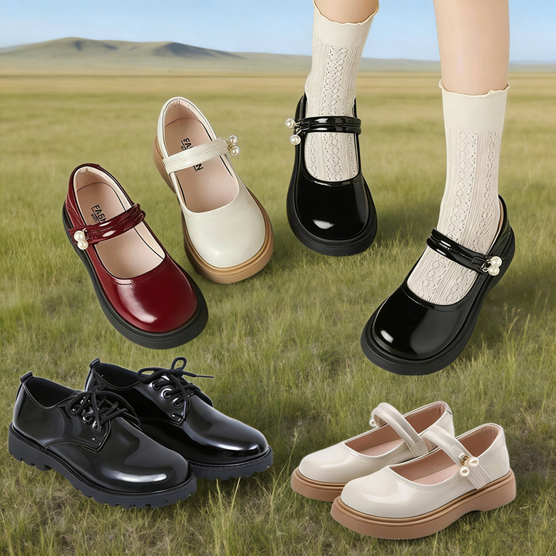 Boys' Leather Shoes Black Performance Soft-Soled Shoes Kidsren's British Style Primary and Secondary School Students' Chorus Toddler Etiquette Performance Shoes