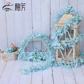 跨境仿真丁香花藤绢花藤条批发 酒店园艺吊顶婚庆装饰加密藤蔓