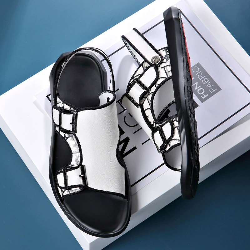 Летние мужские тапочки без шнуровки, верхняя одежда двойного назначения, новые мужские модные уличные сандалии из воловьей кожи в корейском стиле, модная мужская обувь