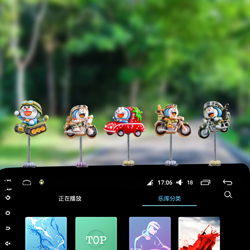 Ciclismo super lindo adornos de automóviles azul gordo pequeño dibujo animado consola central de navegación adornos de pantalla de cabezal sacuda