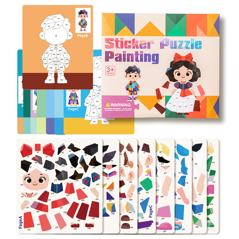 Niños transfronterizos 3D pegatinas puzzle dibujo cognitivo animal automóvil pegatinas puzzle DIY juego de entrenamiento de concentración