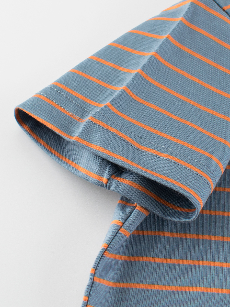 Ropa para niños transfronteriza 2025 verano ropa para niños camiseta de manga corta a rayas para niños ropa para bebés