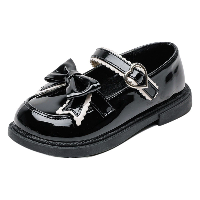 Обувь для девочек, весна и осень, новый корейский стиль, мягкая подошва, обувь принцессы для маленьких девочек, черная обувь для начальной школы