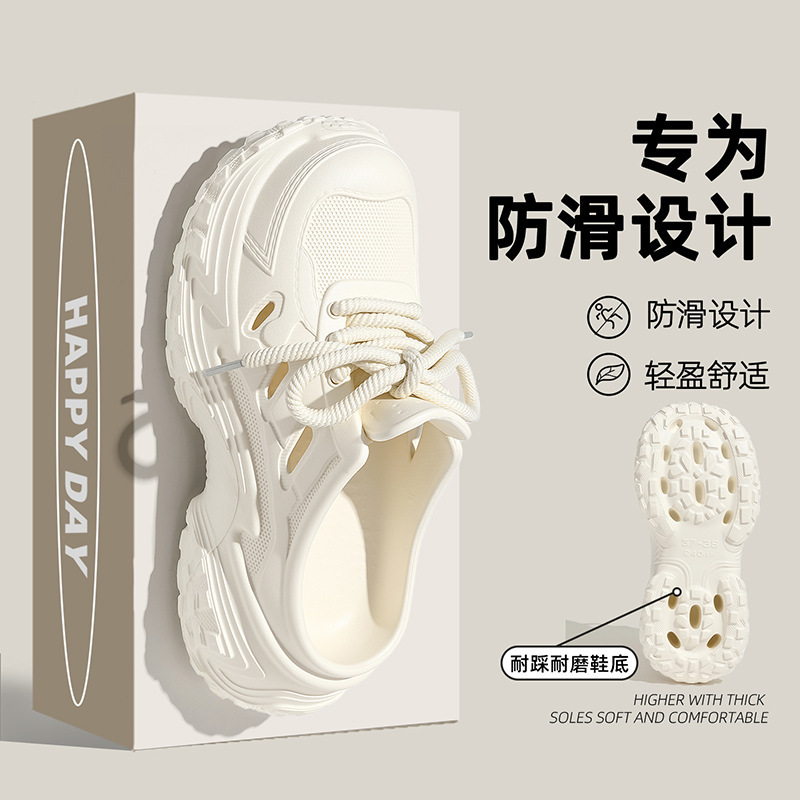 Women's Clogs with Closed Toe, Non-Slip, Casual, In-Stock Wholesale, Wear-Resistant Eva Dad Shoes, Slip-On Mules