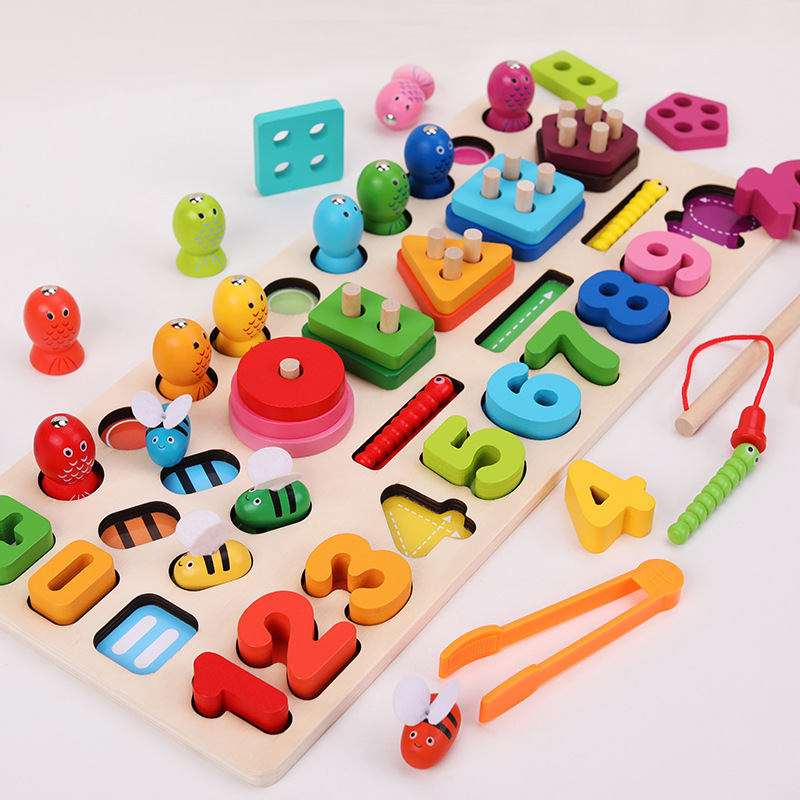 Envío gratuito de una sola pieza de entrega digital bloques de construcción rompecabezas educación temprana para niños desarrollo de inteligencia 1-3-5 años juguetes de pesca