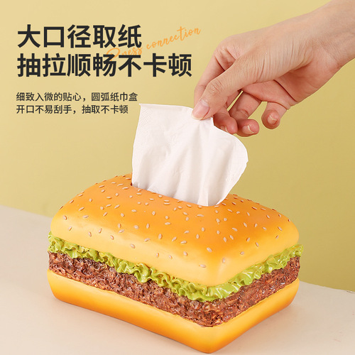 Hamburger Napkin Box Novelty Cartoon Creative American Retro Living Room Tissue Box Home Decorative Ornament Gift