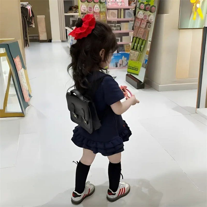 Xianning siete verano nuevo estilo estilo estilo occidental casual manga corta niña polo vestido coreano de dibujos animados niña marea