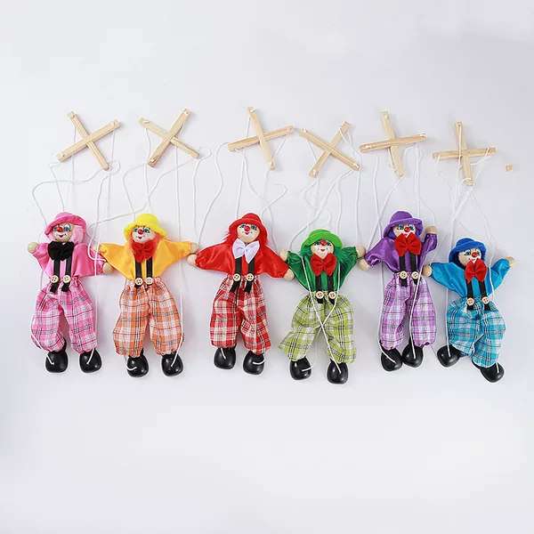 Cross-Border String Puppet Clown String Shadow Man Crafts European and American String Kidsren's Wooden Toys in Stock