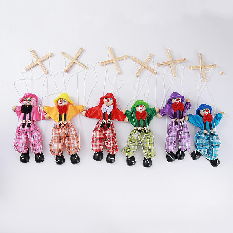 Cross-Border String Puppet Clown String Shadow Man Crafts European and American String Kidsren's Wooden Toys in Stock