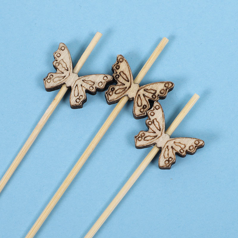 Fruit stick desechable creativo de cóctel plato decoración hamburguesas postres arte palillos de dientes palillos de bambú horquilla de fruta comercial