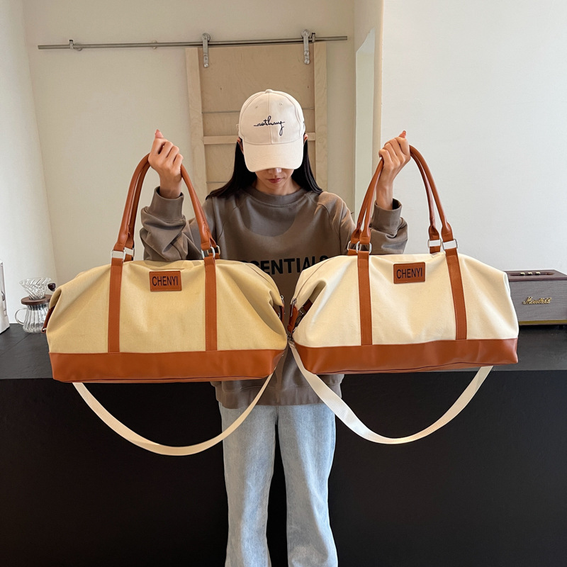 短途旅行包女轻便行李包出差大容量帆布手提包外出旅游健身斜挎包