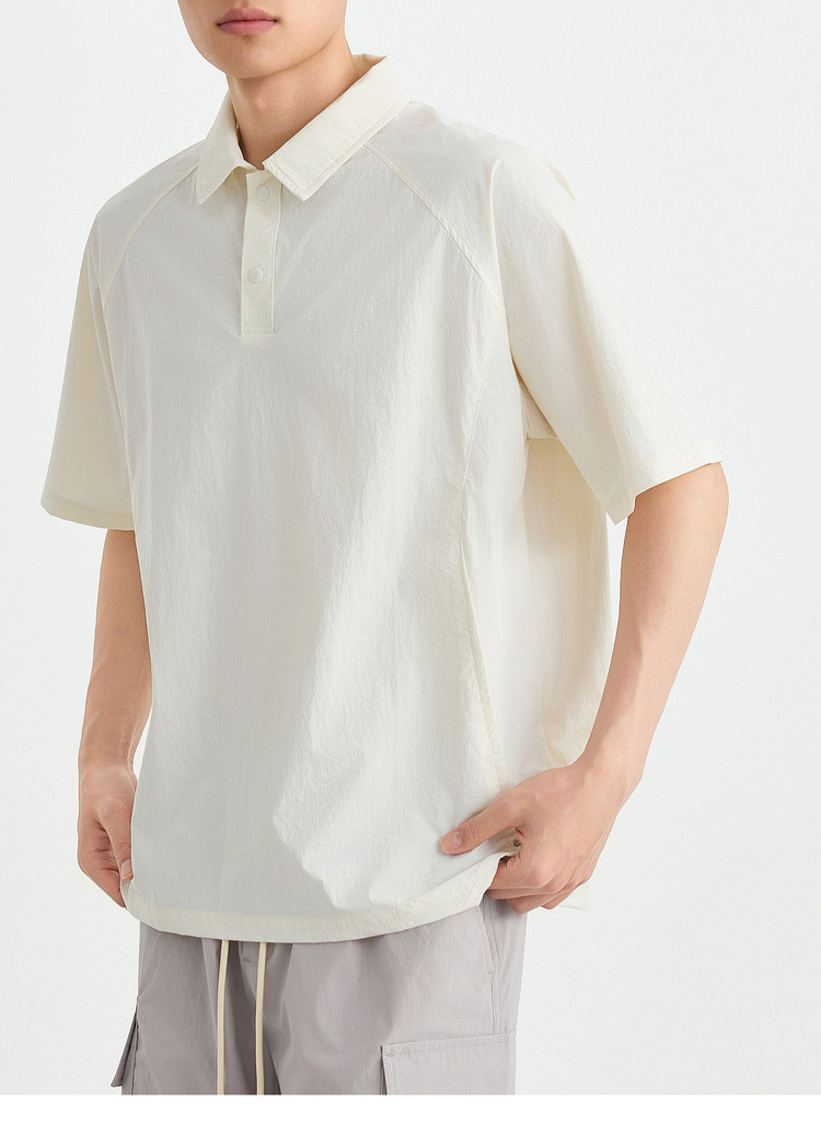 Áo polo nam tay raglan thể thao thành phố, chất liệu nhẹ khô nhanh — Màu trắng sữa chi tiết 21