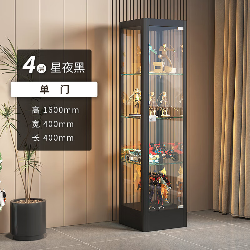 手办柜玻璃展示柜乐高模型积木潮玩柜玩具样品防尘陈列柜家用带灯