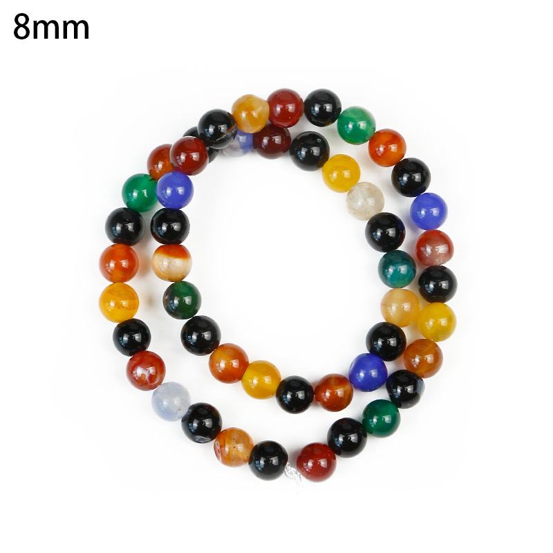 Cuentas sueltas de ágata colorida Joyas de bricolaje hechas a mano púrpura Pulsera de cristal Accesorios de material Cuentas redondas semiacabadas Cuentas sueltas
