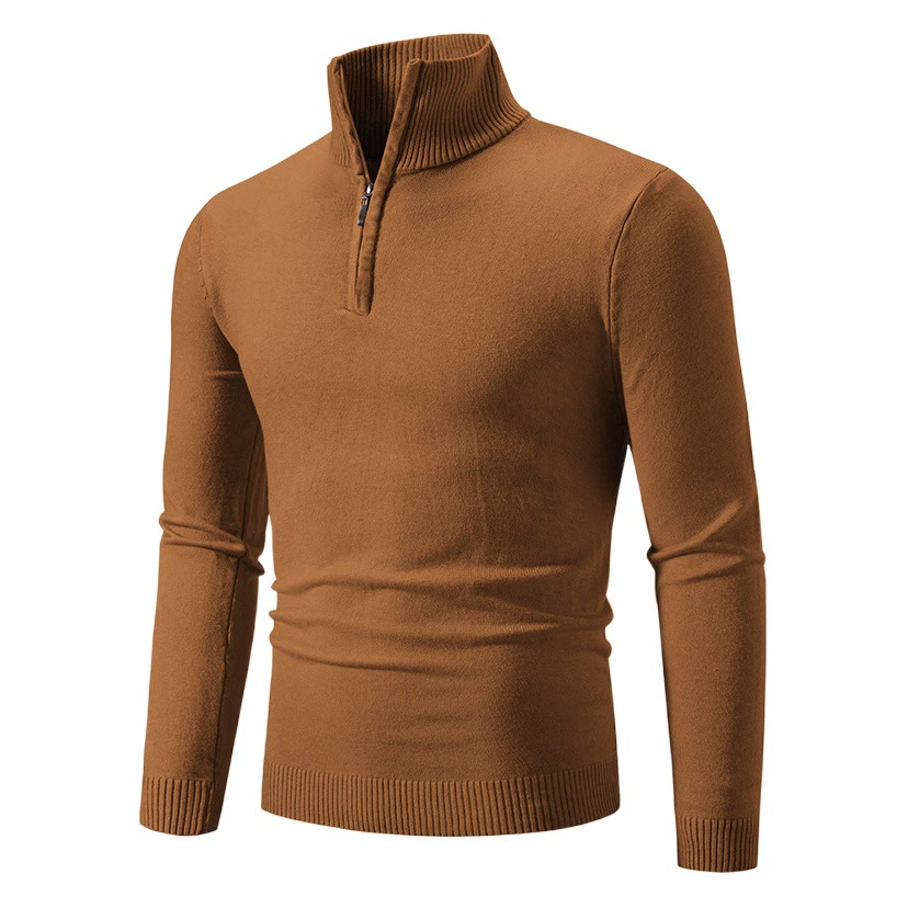 Внешняя торговля 2023 новый осенне-зимний мужской пуловер на флисовой подкладке больших размеров на молнии с половинным воротником, мужской свитер с длинным рукавом