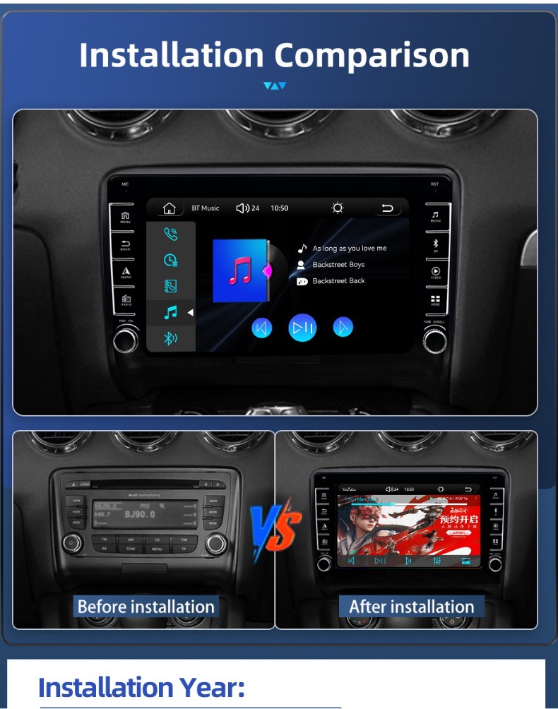 8inch Car-Mounted Central Control Large Screen Suitable for Audi Tt Mk2 8J Navigation Carplay Audio and Video Player