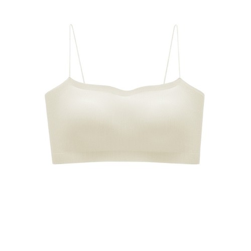 Fixed Cup Ultra-Fine Shoulder Strap Bra for Women - Summer Thin Powder Base Invisible Hiding Beautiful Back Bra - Wearable Outside - Small Backless Bra
