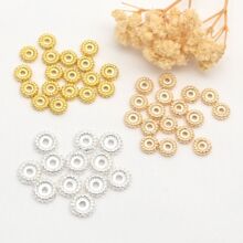 18K金色圆形齿轮隔珠太阳花平片串珠垫片材料diy手工轮胎隔片配饰