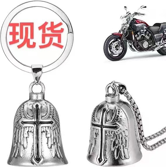 Nueva campana goteando aceite colgante cruz punk retro hombre locomotora viento plumas alas collar ángel