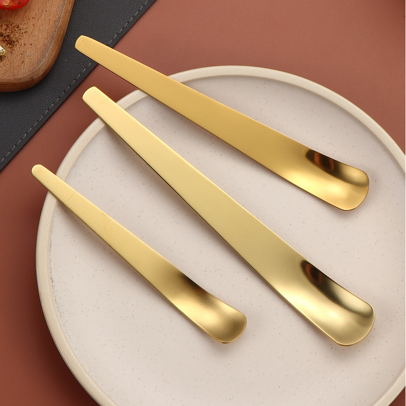 304 Stainless Steel Dessert Spoon Greek Yogurt Spoon Eating Cake High Color Value Flat Head Internet Red Canned Cheese