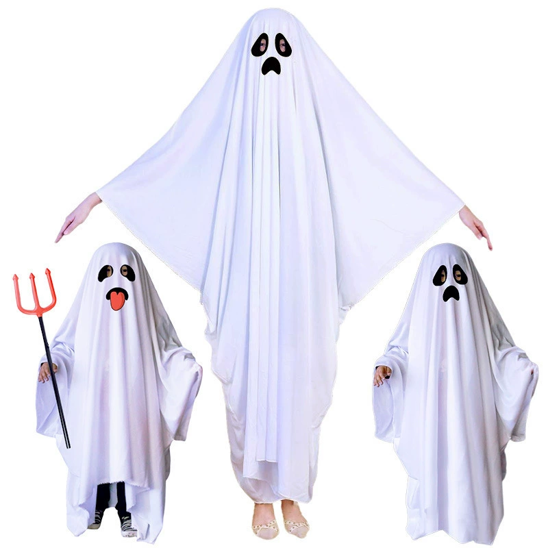 Трансграничный halloween Хэллоуин вечеринка белый костюм маскарад для детей взрослых призрачный плащ