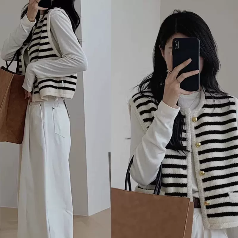 2025韩系针织开衫马甲女春秋新款小香风外穿时尚背心外套上衣女装
