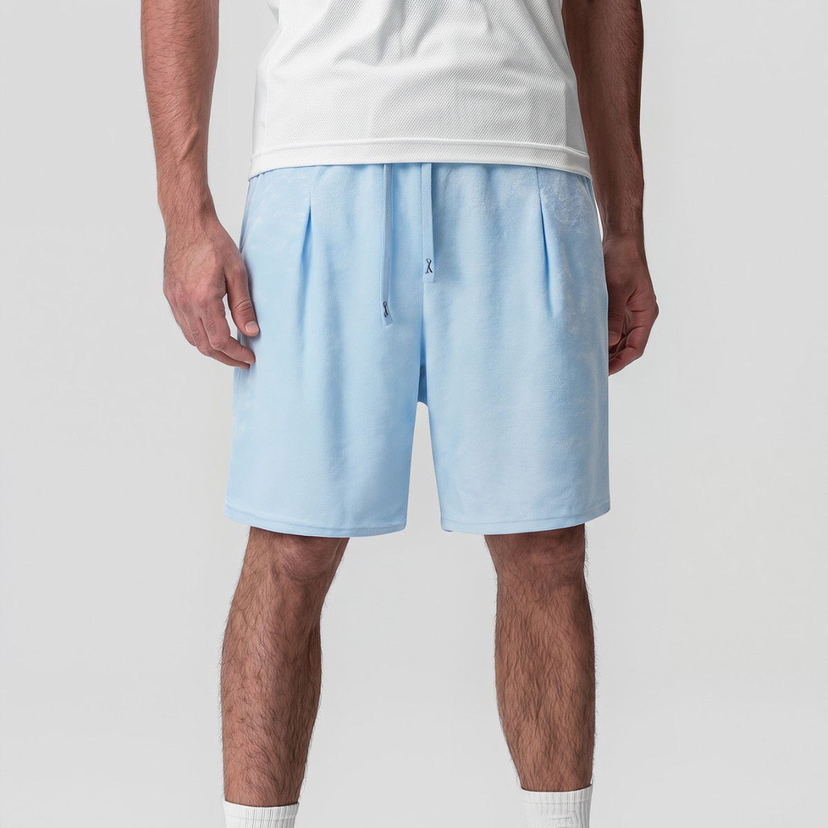 Men's Clothing Men's Terry Cloth Athletic Shorts Style Light Wear Drawstring Elastic Waist Loose Fit Five Point Pants_voghion.com