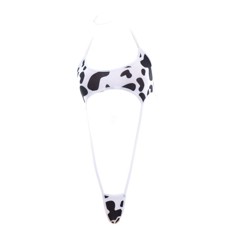 Ropa bidimensional lindo Polka Dot patrón de la vaca sexy encaje traje de baño split bikini traje S0393