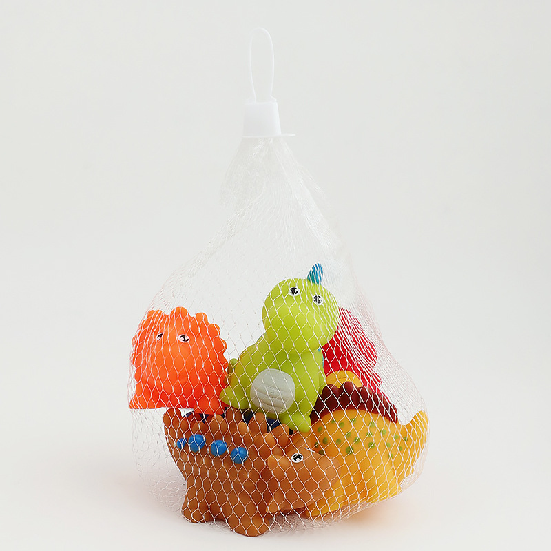 Juegos de agua de venta cruzada de dibujos animados pequeños dinosaurios set animal lindo pellizco pellizco llamó adornos juguetes de baño de pellizco pellizco