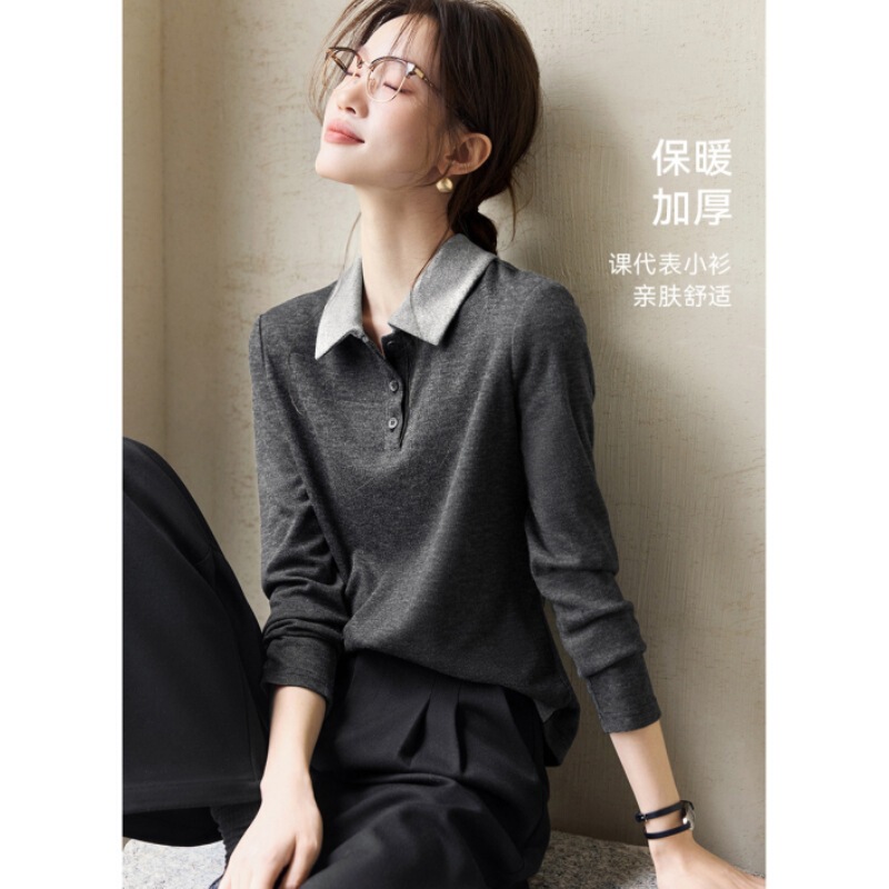 Contrast color patchwork 2026 autumn fashion versatile comfortable women's shirt sweatshirt top Contrast color patchwork 2026 autumn fashion versatile comfortable women's shirt sweatshirt top