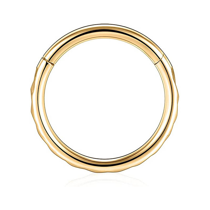 Stainless Steel Carved Bottom Wheat Nose Ring Hoop Earring Ear Nail Piercing Jewelry Rose Gold 1.2x10mm detail image 7