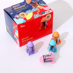 Creative cartoon rocket shape pencil sharpener single hole pencil sharpener pencil sharpener with eraser combination student stationery gift