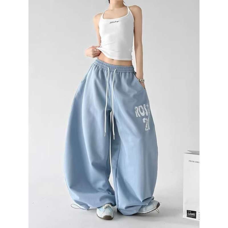 American-Style Street Sports Sweatpants for Women, New Summer Style, Loose and Lazy Drapey Wide-Leg Pants, Trendy Jazz Dance Casual Pants